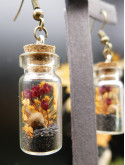 Boucles d'oreilles en fiole XL - fleurs séchées automnales