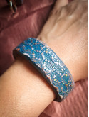Parure artisanale bleue effet céramique | Bague, bracelet, boucles