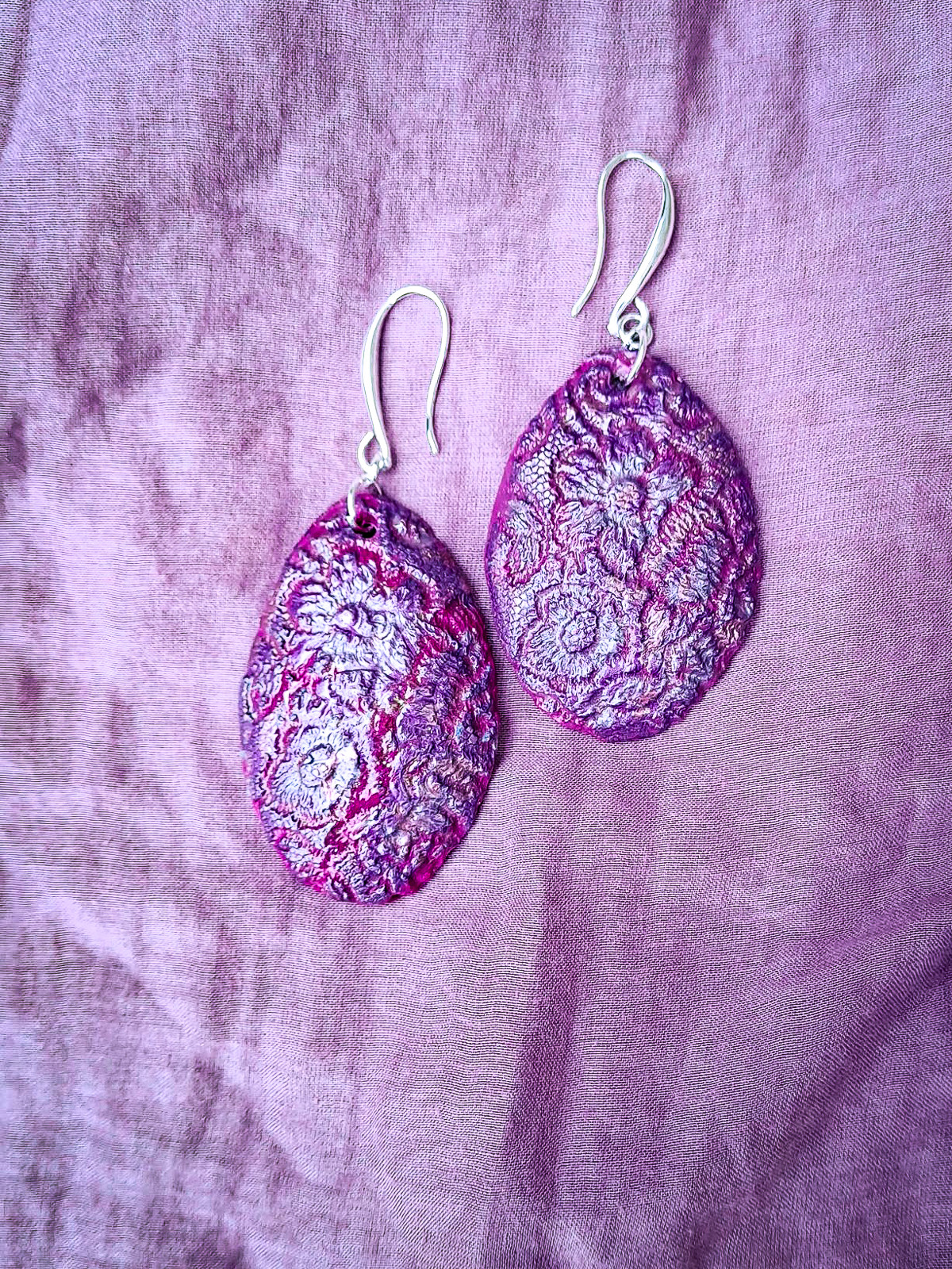 Parure violette bohème chic artisanale pièce unique femme