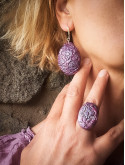 Parure violette bohème chic artisanale pièce unique femme