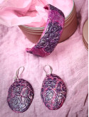 Parure violette bohème chic artisanale pièce unique femme