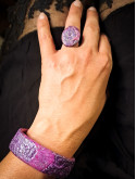 Parure violette bohème chic artisanale pièce unique femme