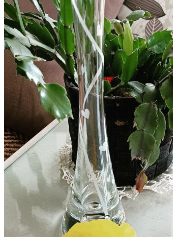Vase Soliflore Cœurs Gravés | Verre Sablage Artisanal | Algan de Lux