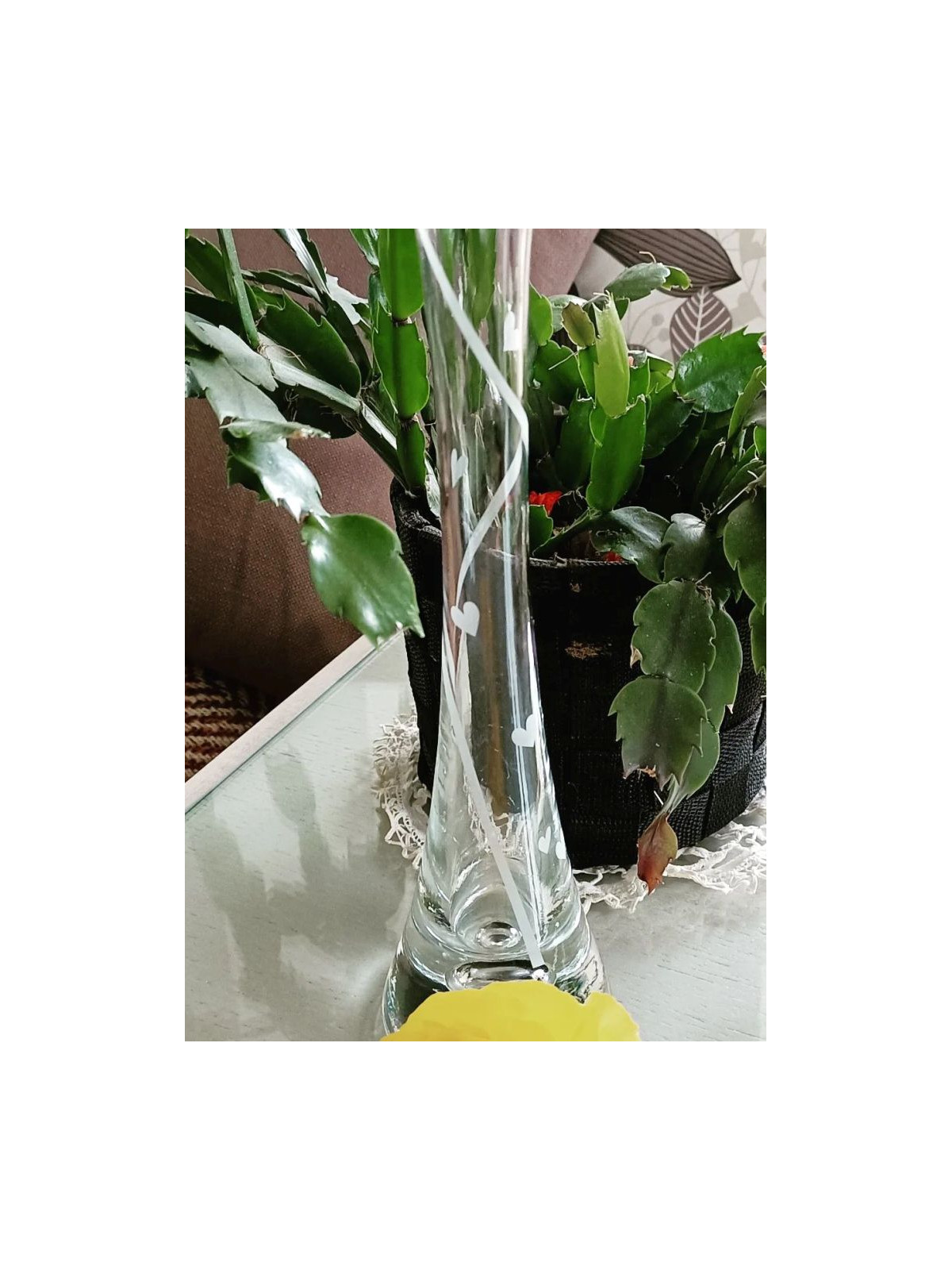 Vase Soliflore Cœurs Gravés | Verre Sablage Artisanal | Algan de Lux