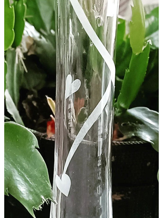 Vase Soliflore Cœurs Gravés | Verre Sablage Artisanal | Algan de Lux
