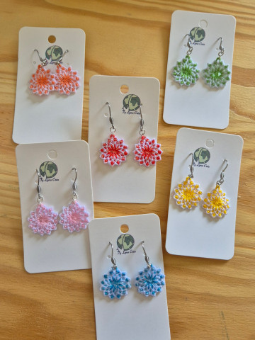 boucles d'oreille petites fleurs vertes