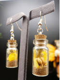 Boucles d'oreilles en fiole XL - fleurs séchées jaunes