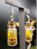 Boucles d'oreilles en fiole XL - fleurs séchées jaunes