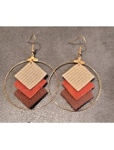 Boucles d'oreilles anneaux avec carrés