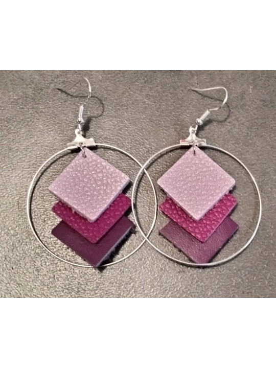 Boucles d'oreilles anneaux avec carrés