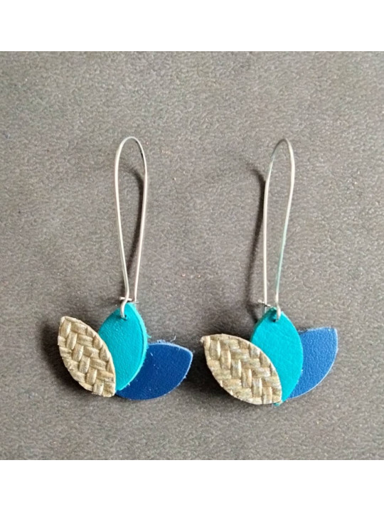Boucles d'oreilles lotus en cuir