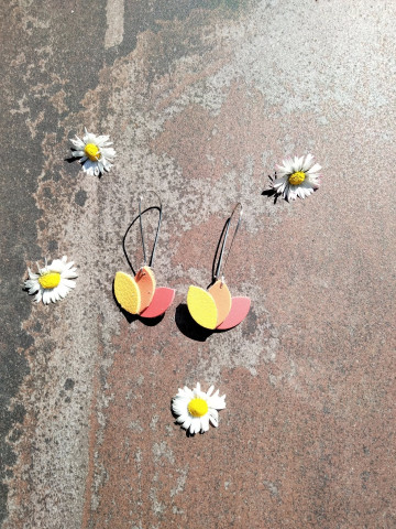Boucles d'oreilles lotus en cuir