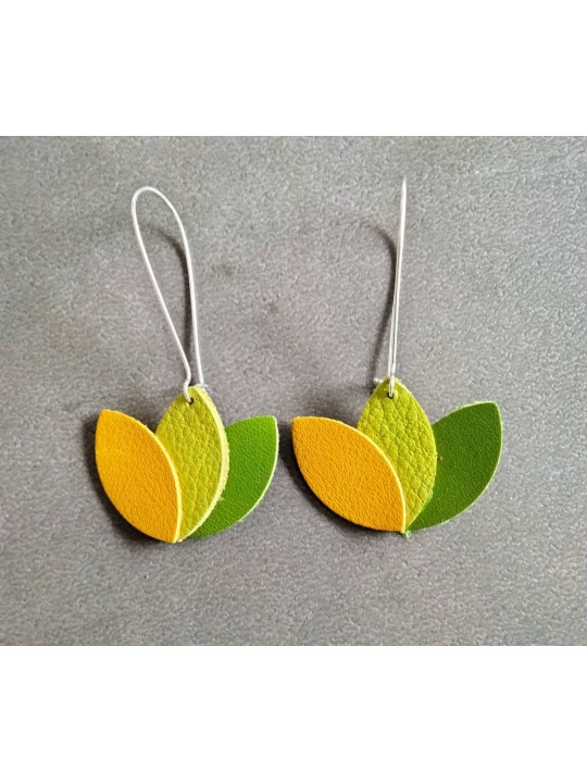 Boucles d'oreilles lotus en cuir