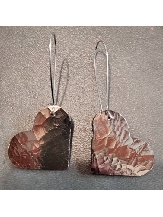 Boucles d'oreilles coeurs en cuir