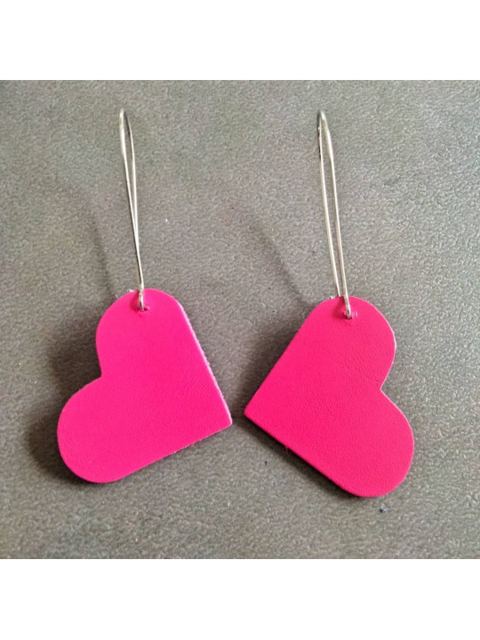 Boucles d'oreilles coeurs en cuir