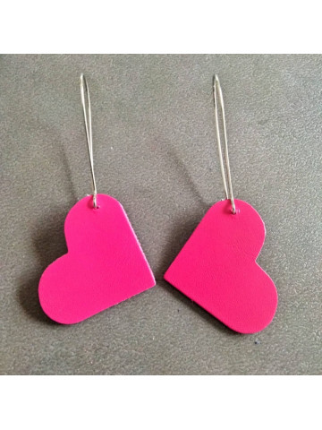 Boucles d'oreilles coeurs en cuir