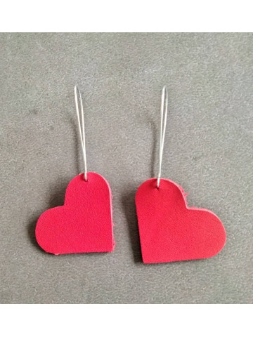Boucles d'oreilles coeurs en cuir