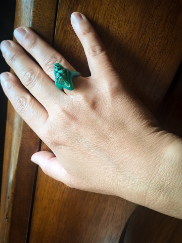 Bague coquillage naturel peinte à la main - Création unique
