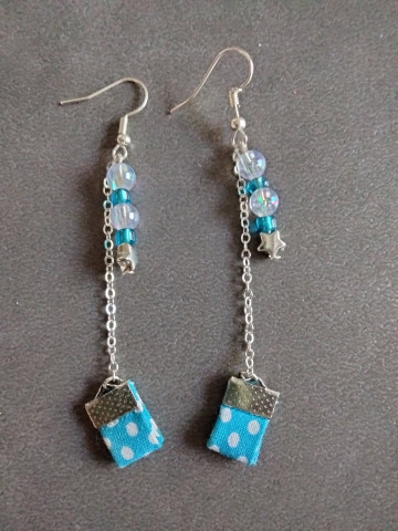 Boucles d'oreilles perles et tissu