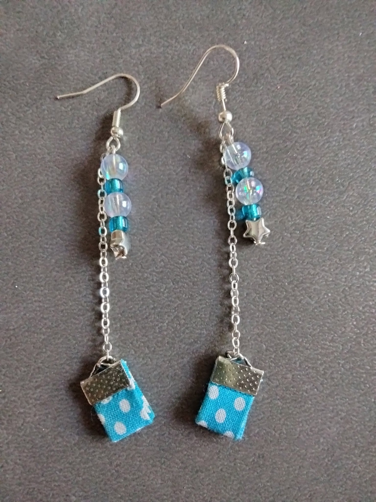Boucles d'oreilles perles et tissu