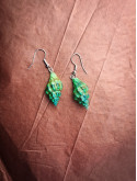 Boucles d'oreilles coquillage vert peint à la main - Argent 925