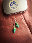 Boucles d'oreilles coquillage vert peint à la main - Argent 925