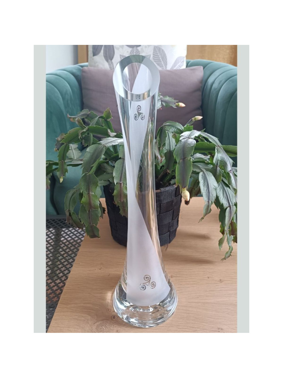 Vase Soliflore Breton Triskel Gravé | Artisanat Verre Sablage | Algan de Lux
