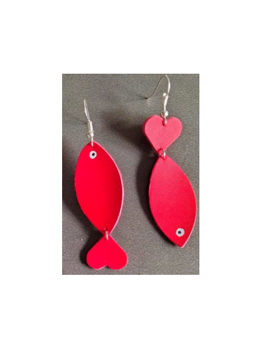 Boucles d'oreilles poissons en cuir