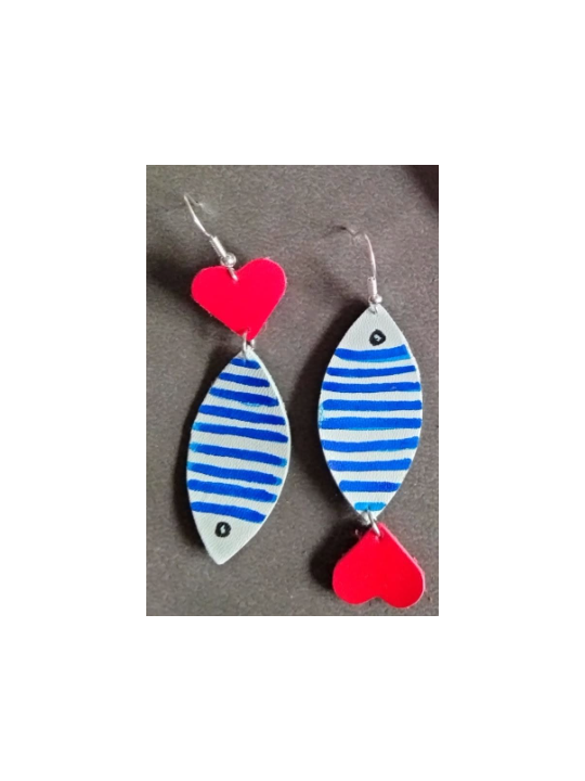 Boucles d'oreilles poissons en cuir