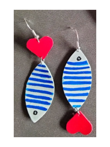 Boucles d'oreilles poissons en cuir
