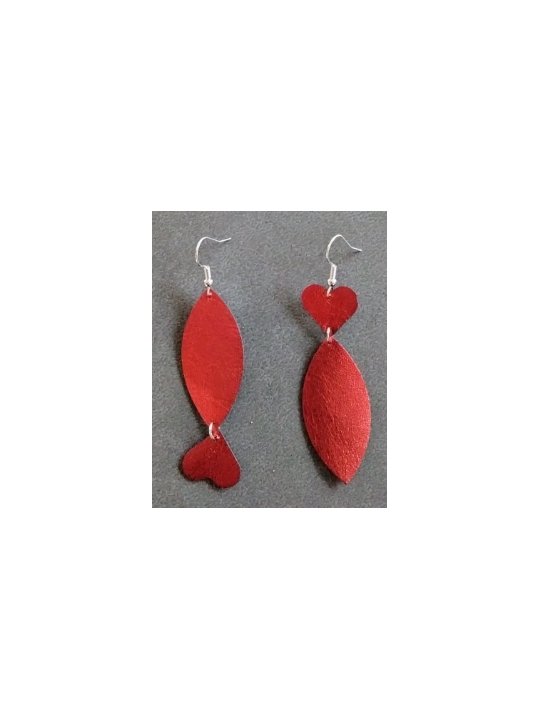 Boucles d'oreilles poissons en cuir