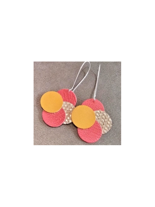 Boucles d'oreilles ronds en cuir