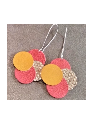 Boucles d'oreilles ronds en cuir