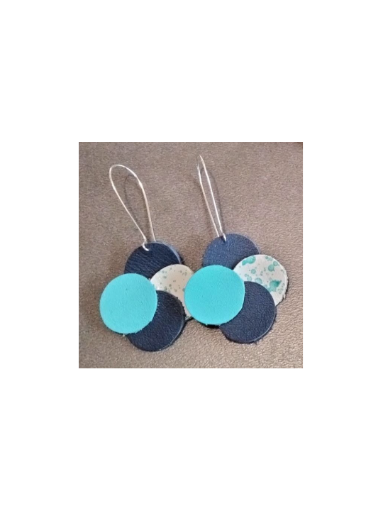 Boucles d'oreilles ronds en cuir