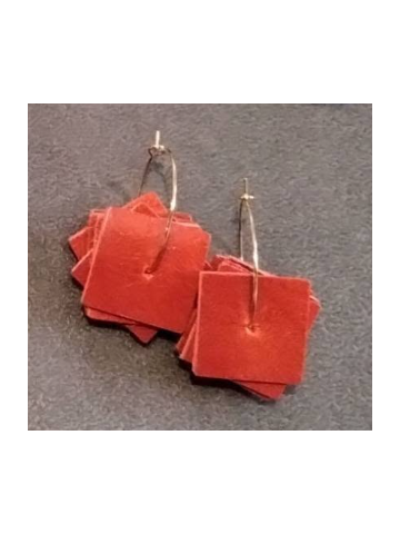 Boucles d'oreilles anneaux avec carrés