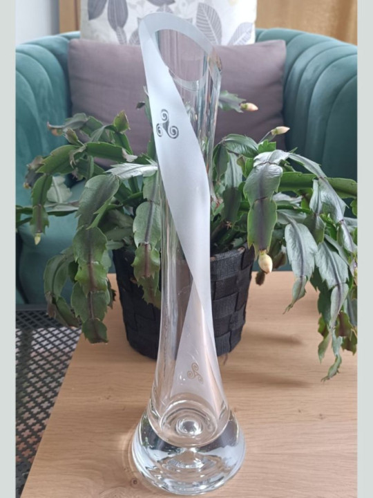 Vase Soliflore Breton Triskel Gravé | Artisanat Verre Sablage | Algan de Lux