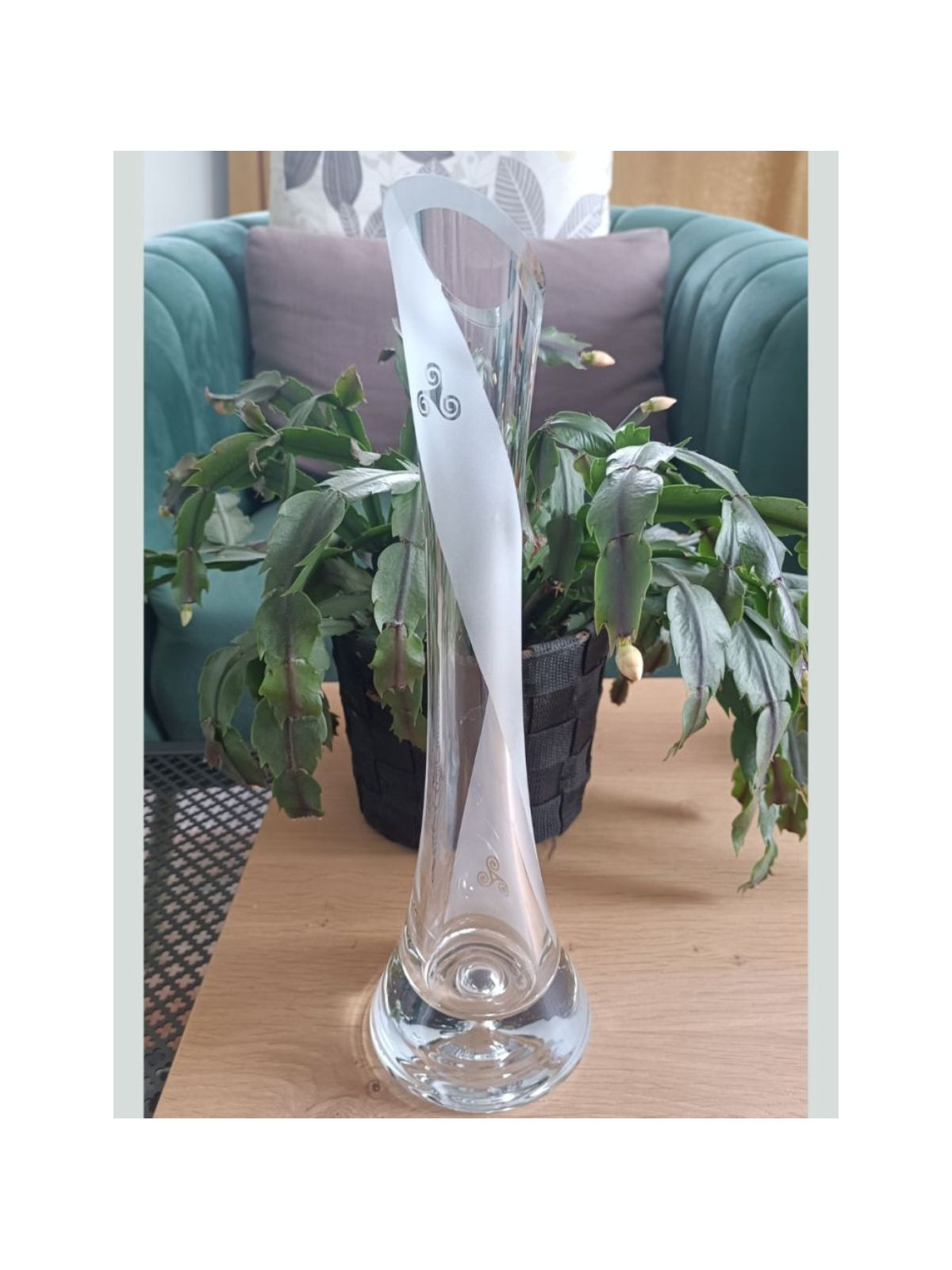 Vase Soliflore Breton Triskel Gravé | Artisanat Verre Sablage | Algan de Lux