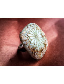 Bague fleur vert patine cuivrée – Argile polymère – Laiton finition bronze – Bijou bohème fait main