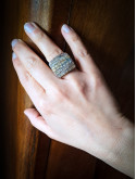 Bague artisanale femme effet minéral – pièce unique bronze
