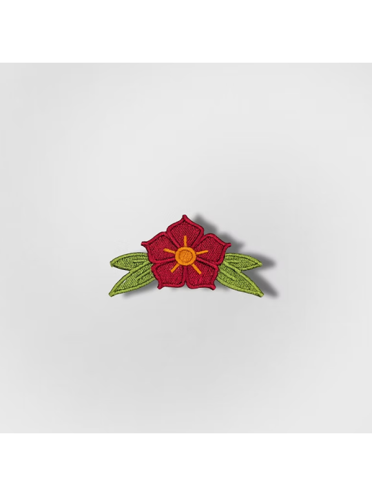 Patch brodé Thermocollant Fleur Old School Rouge & Verte