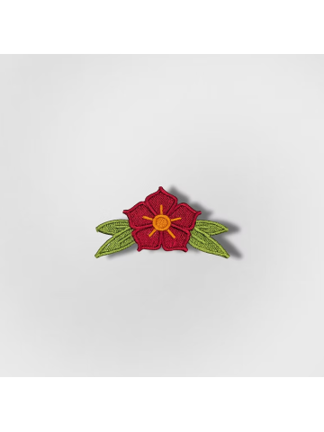Patch brodé Thermocollant Fleur Old School Rouge & Verte