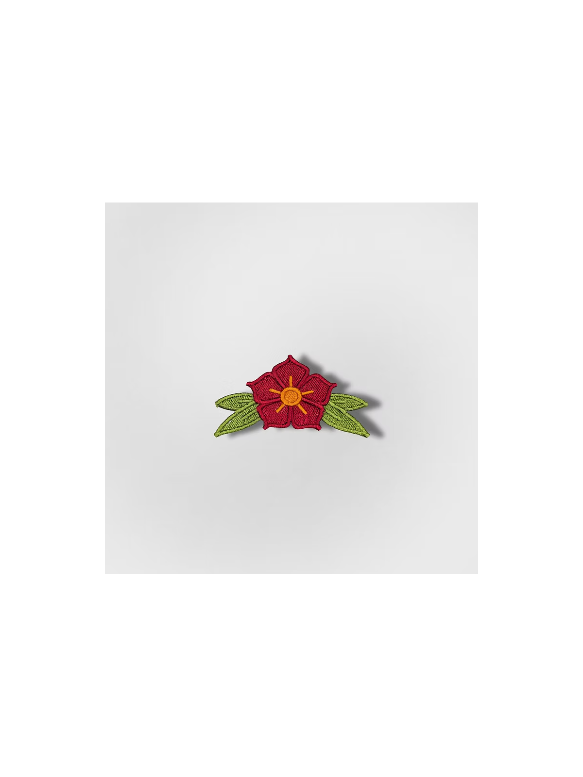 Patch brodé Thermocollant Fleur Old School Rouge & Verte
