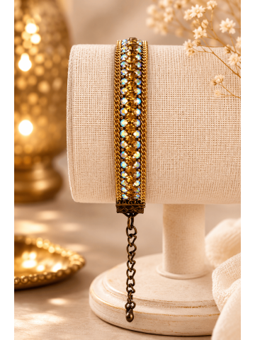 Bracelet femme strass dorés – Bijou bohème chic élégant