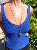 collier micromacramé pierre agate mousse