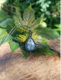 collier micromacramé pierre agate mousse