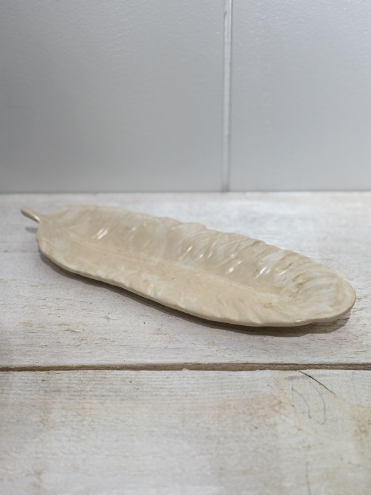 Vide-poche plume marbré beige