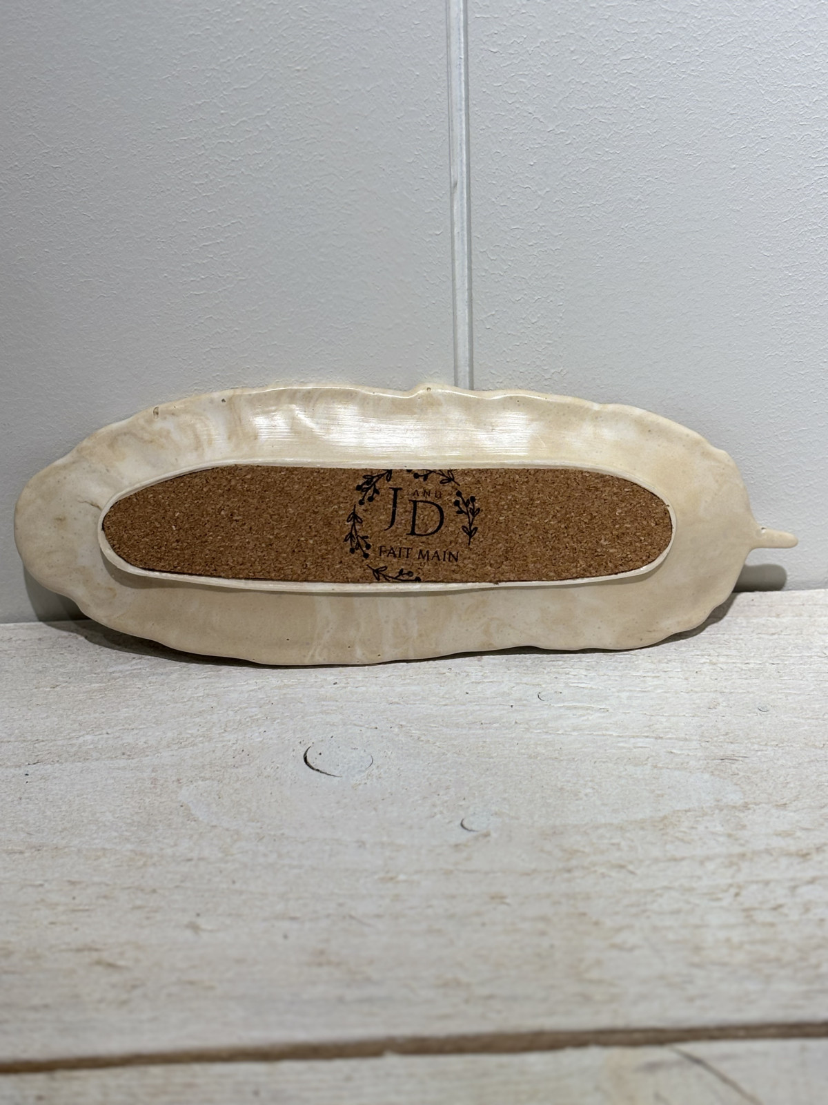 Vide-poche plume marbré beige