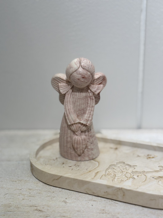 Figurine ange cœur marbré rouge