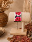 Bracelet manchette brodé blanc fleuri | Bijou bohème chic