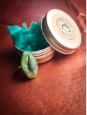 Bague coquillage vert irisé en argile polymère – bohème réglable